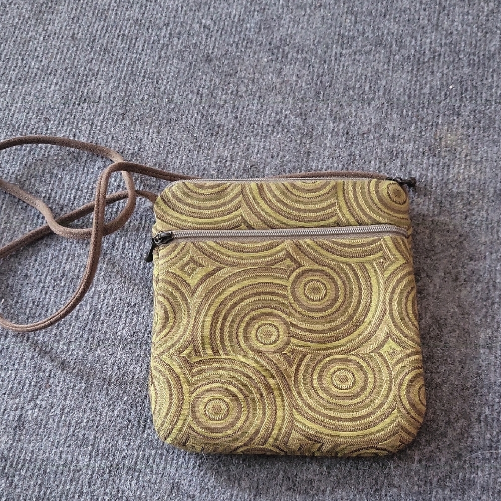 Maruca Stylish Green Patterned Crossbody Bag. Handmade In Boulder Colorado